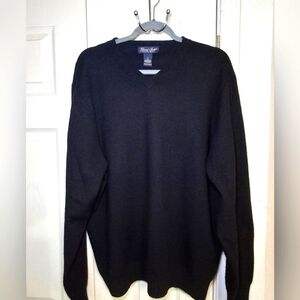 Garret Scott Extra Fine Merino Wool V-neck Sweater Black - Mens Size XL